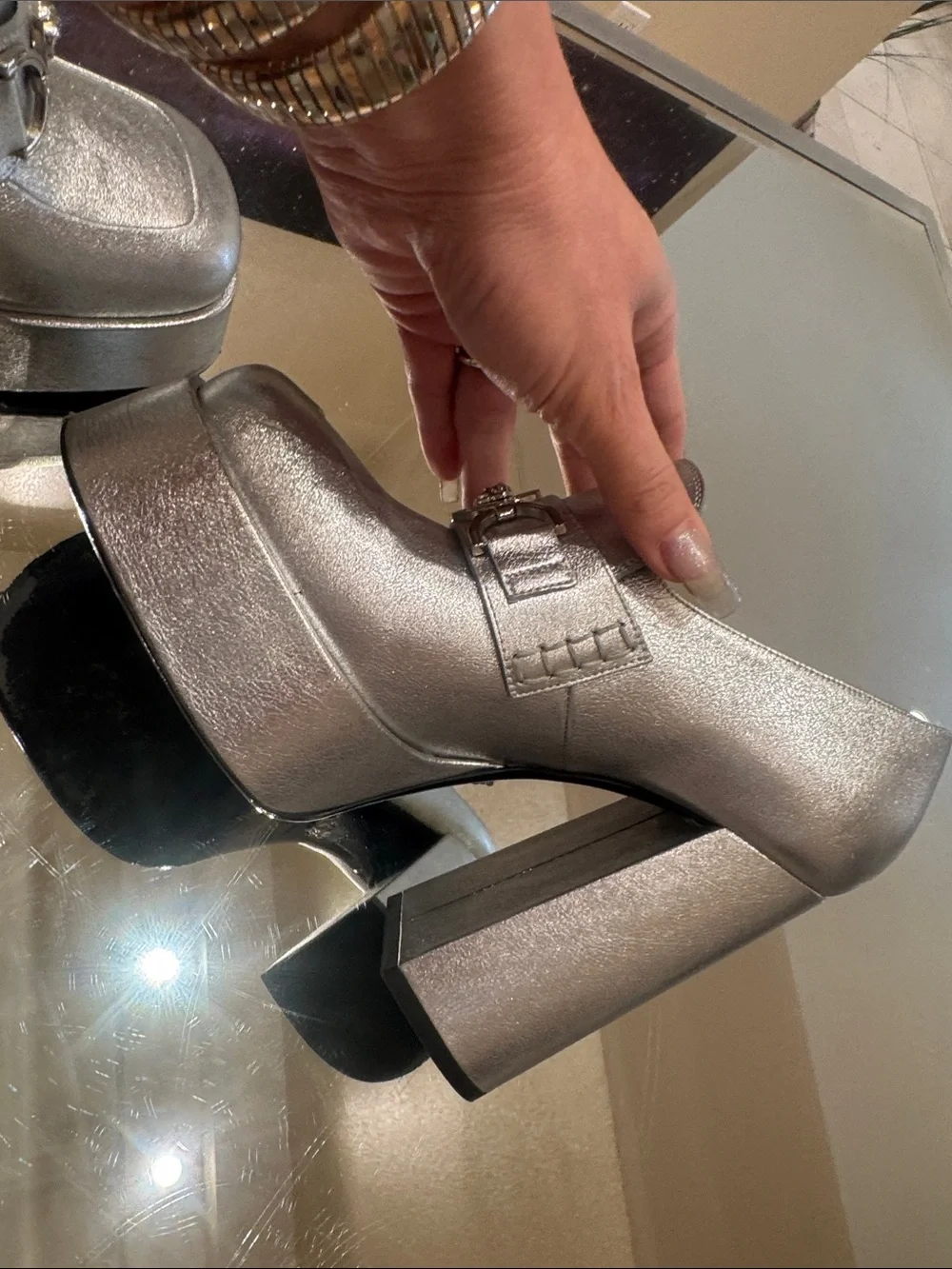 Versace Silver Platform School Girl Loafers